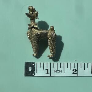 Vintage Gold Tone Textured Poodle Brooch Mid-Century French Pin 1950s Style